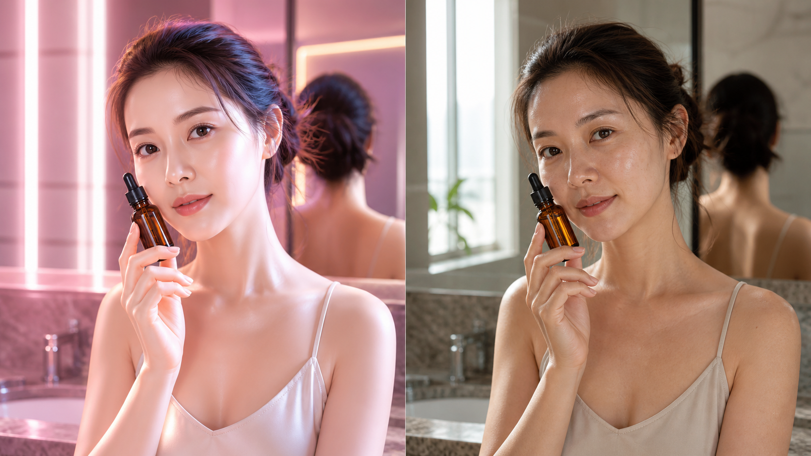 Synthetic weak versus directed beauty realism comparison